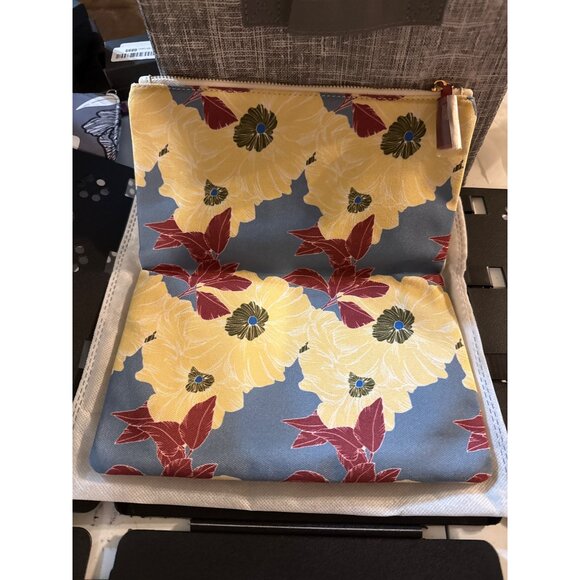 Rachel Pally Foldover Clutch Floral Pattern Leather & Fabric Zipper Closure Wome - Picture 3 of 6